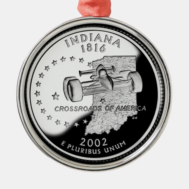 State Quarter of Indiana Reverse Side Faux Metal Ornament (Front)