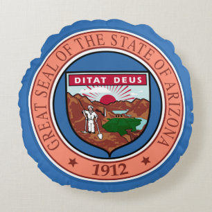 State seal of Arizona Round Pillow