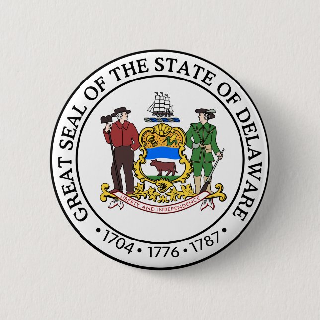 State Seal of Delaware 2 Inch Round Button (Front)