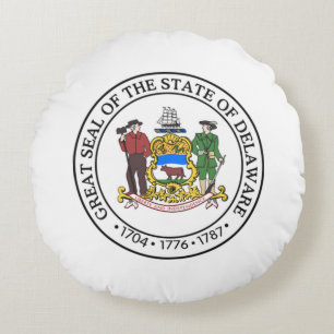 State seal of Delaware Round Pillow