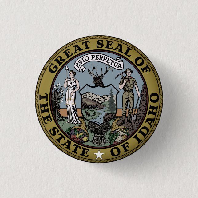 State Seal of Idaho 1 Inch Round Button (Front)