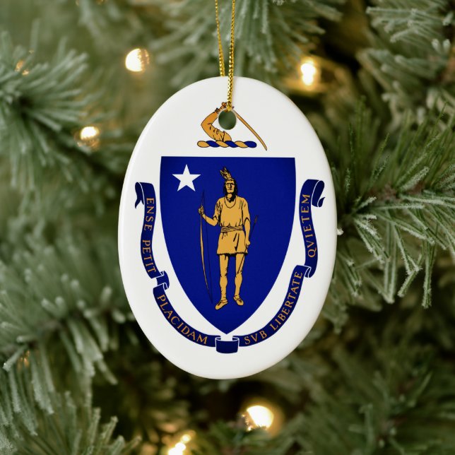 State Seal of Massachusetts Ceramic Ornament (Tree)
