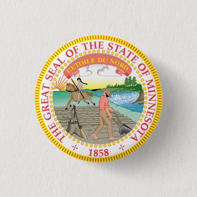 State Seal of Minnesota 1 Inch Round Button (Front)