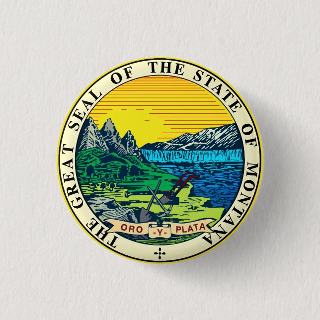 State Seal of Montana (USA) 1 Inch Round Button (Front)