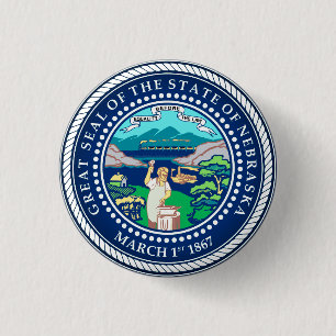 State Seal of Nebraska 1 Inch Round Button