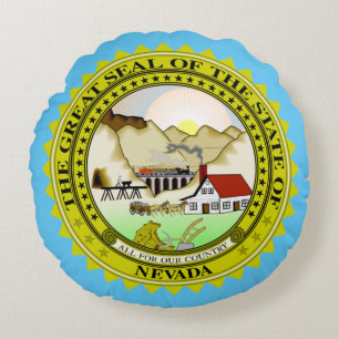 State seal of Nevada Round Pillow