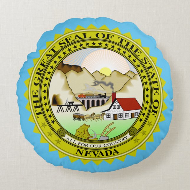State seal of Nevada Round Pillow (Front)