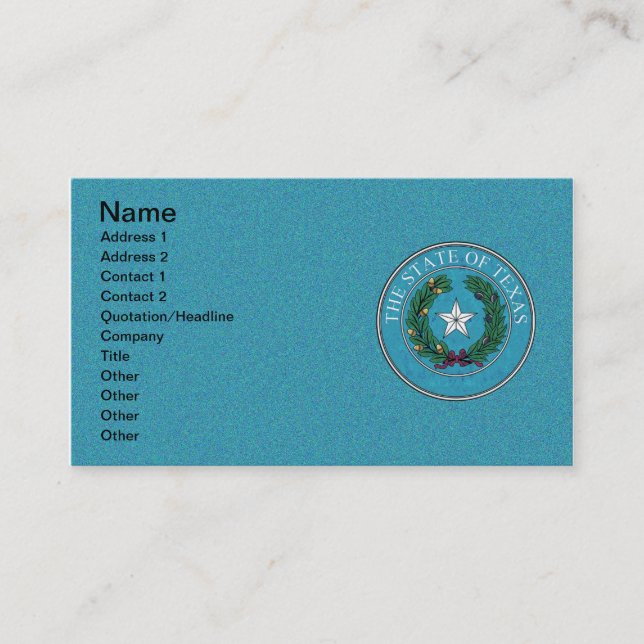 STATE SEAL OF TEXAS BUSINESS CARD (Front)