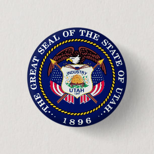 State Seal of Utah 1 Inch Round Button