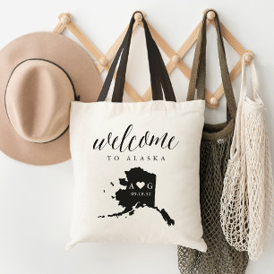 State Silhouette Wedding Welcome Tote Alaska
