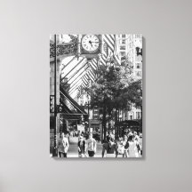 State St Scene| Black and White Portrait Canvas