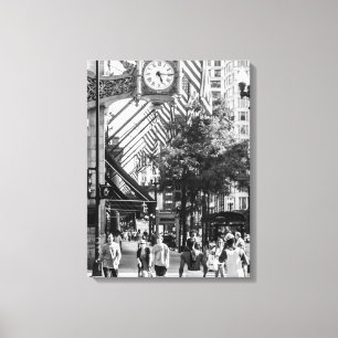 State St Scene  Black and White Portrait Canvas Print