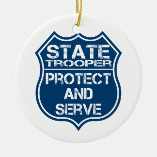 State Trooper Police Badge Protect and Serve Ceramic Ornament
