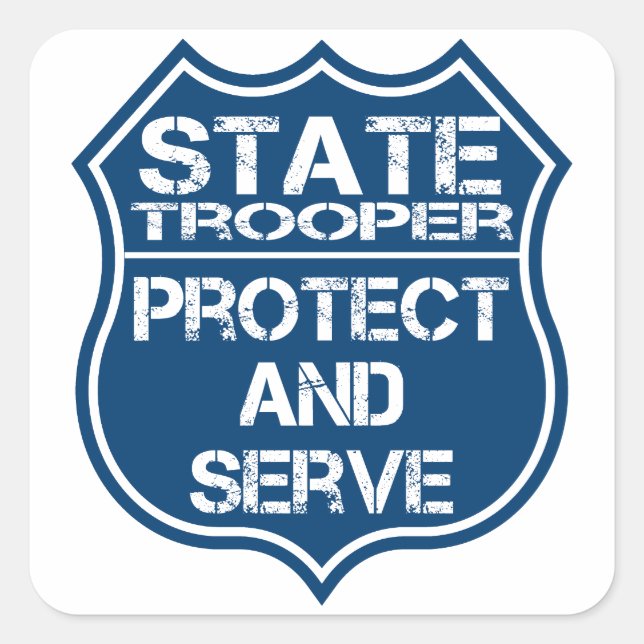 State Trooper Police Badge Protect and Serve Square Sticker (Front)