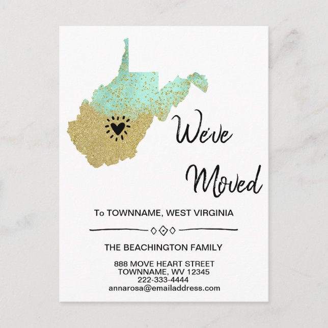 *~* STATE WEST VIRGINIA New Home Address Moving -  Announcement Postcard (Front)