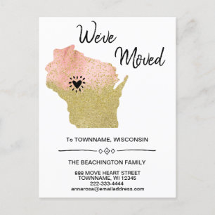 *~* STATE WISCONSIN New Home Address Moving *  Announcement Postcard