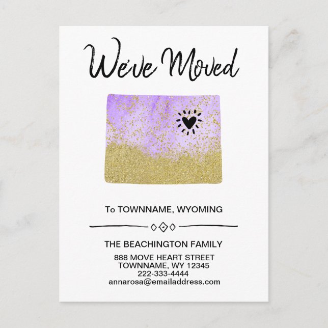 *~* STATE WYOMING - New Address - Moving Announcement Postcard (Front)