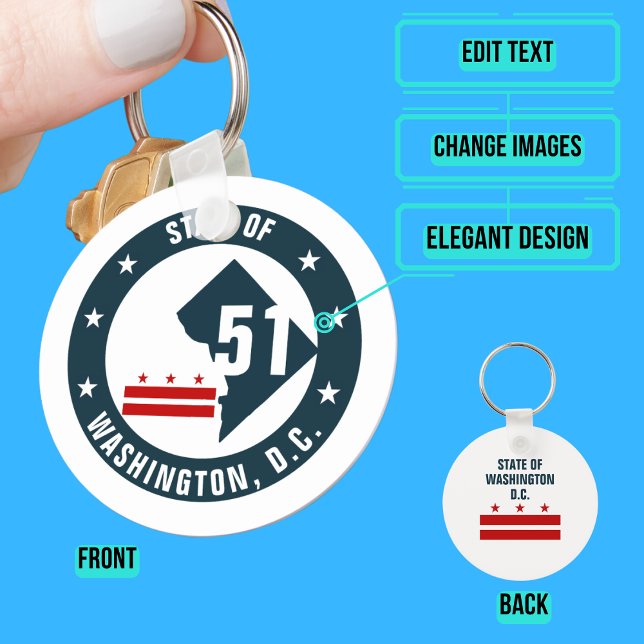 Statehood for Washington DC Logo Keychain (Please enjoy our design and see the others in the collection.)