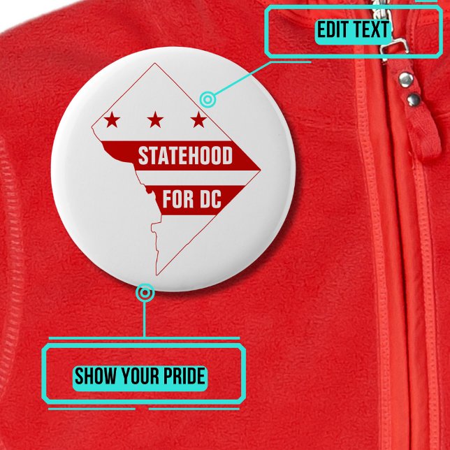 Statehood for Washington DC with Map 2 Inch Round Button (Please enjoy our design and see the others in the collection.)