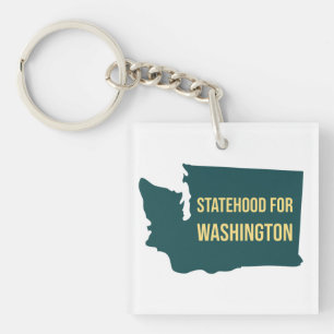 Statehood for Washington Retro Minimalist Joke Keychain