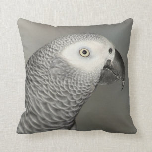 Stately African Grey Parrot Throw Pillow