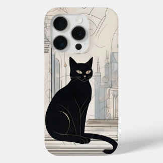 Stately black cat, digital art iPhone 15 pro case