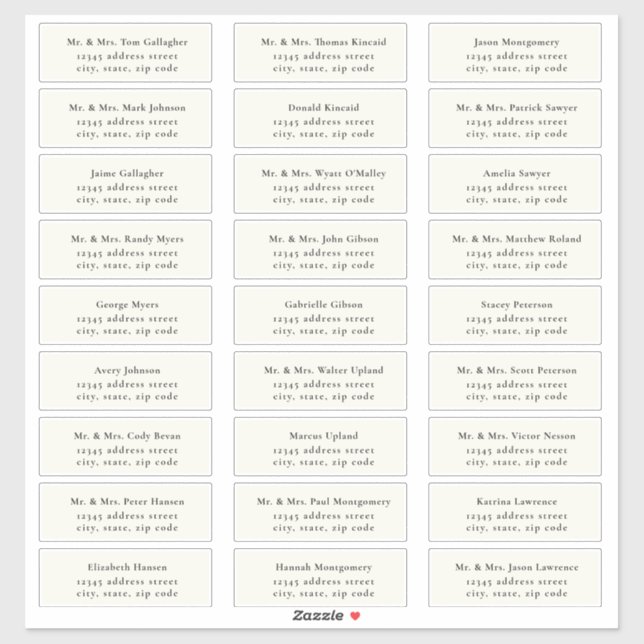 STATELY Black / Ecru Guest Address Labels (Sheet)