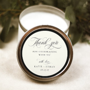 STATELY CALLIGRAPHY Wedding Thank You Classic Round Sticker