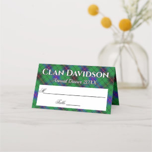 Stately Clan Davidson Tartan Motto Place Card