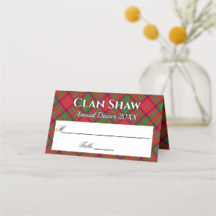 Stately Clan Shaw Tartan Motto Place Card