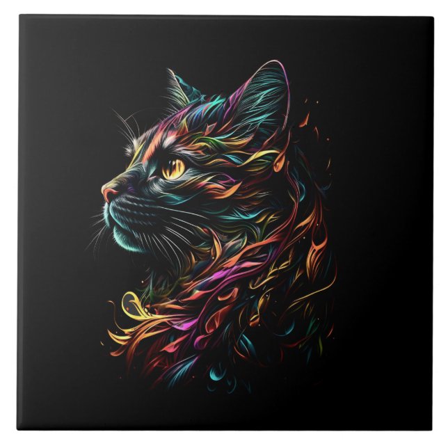 Stately Feline Profile  Tile (Front)