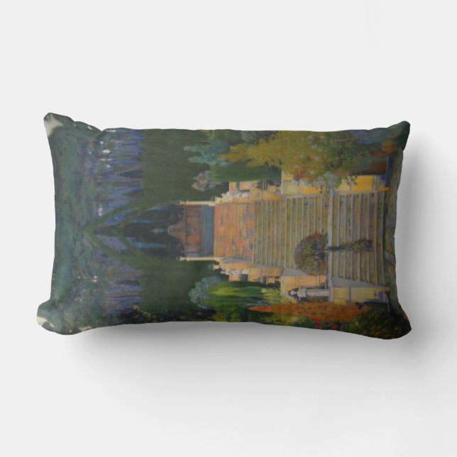 Stately Garden in Mallorca (by Santiago Rusiñol) Lumbar Pillow (Front)