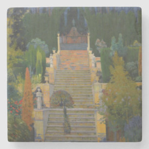 Stately Garden in Mallorca (by Santiago Rusiñol) Stone Coaster