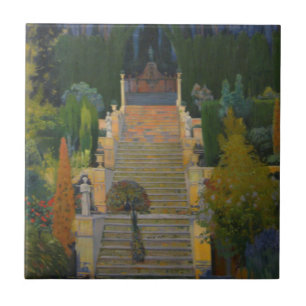 Stately Garden in Mallorca (by Santiago Rusiñol) Tile