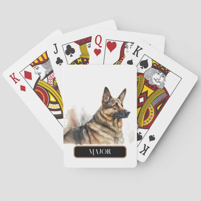 Stately German Shepard Dog Personalize Playing Cards (Back)