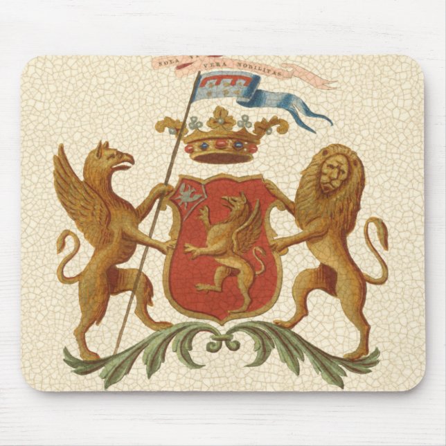 Stately Heraldic Badge with Griffin and Lion Mouse Pad (Front)