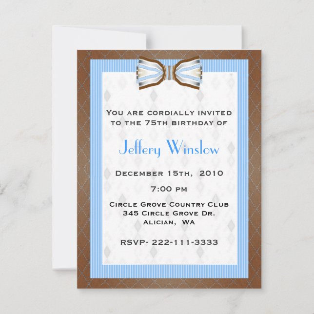 Stately Men's Birthday Invitation (Front)