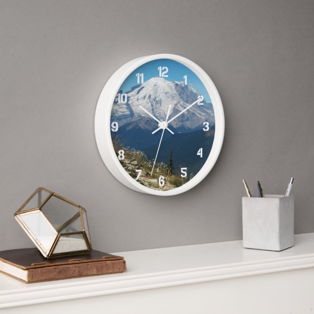 Stately Mount Rainier Landscape Clock (Office)