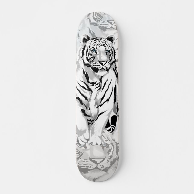 Stately White Tiger Skateboard (Front)