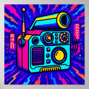 Statement Glitch City Pop Art Home Decor Print