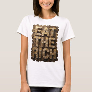 Statement Gold EAT THE RICH Text Design T-Shirt