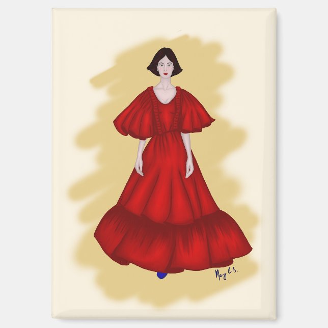 Statement Red Look with Dreamy Yellow Scene Magnet (Front)