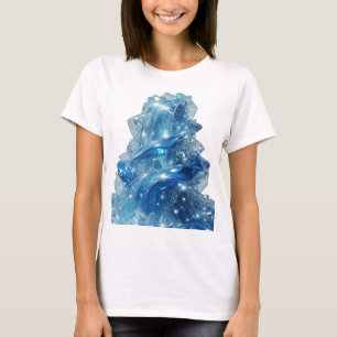 Statement Silver BLUE ICE WAVE 3D Text Art T-Shirt