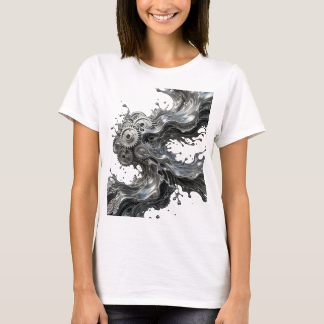 Statement Silver GEARS IN MOTION Graphic Tee (Front)
