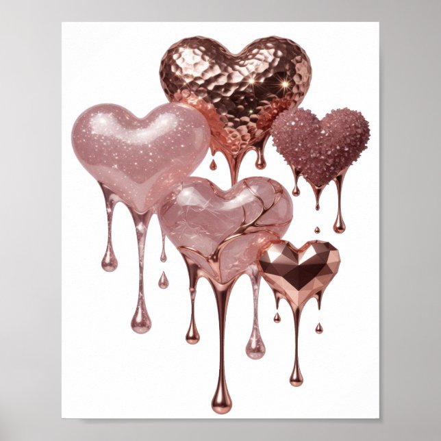 Statement Silver ROSE GOLD HEARTS Poster (Front)