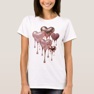 Statement Silver ROSE GOLD HEARTS Slogan Tee