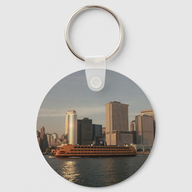 Staten Island Ferry & Twin Towers In Memoriam view Keychain (Front)