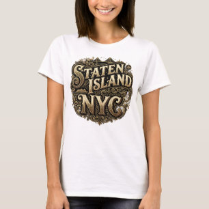 Staten Island New York City Ferry Bridge Gold Art T-Shirt