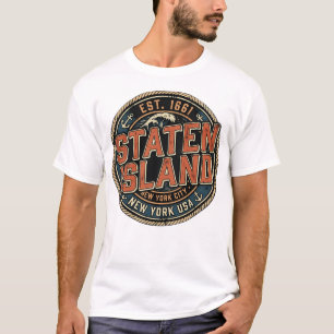 Staten Island New York City Vintage Nautical Badge T-Shirt