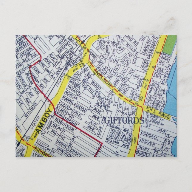 Staten Island, NY Vintage Map Postcard (Front)